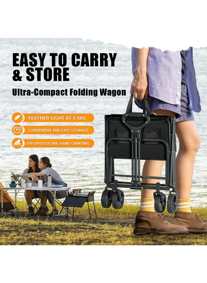 ميشيدا مؤسسة قابلة للانكماش بعبارات | عربة قابلة للانكماش مع مقبض مرن خفيفة الوزن ومحمولة، مثالية للتسوق بالبقالة، والرياضات، والبستنة، والخيم - Image 2